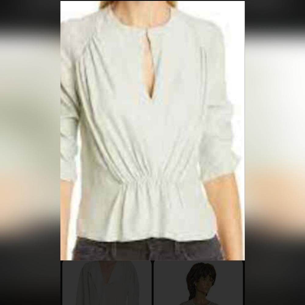 Frame Denim‎ Gray Pleated 3/4 Sleeve Blouse - Picture 8 of 11